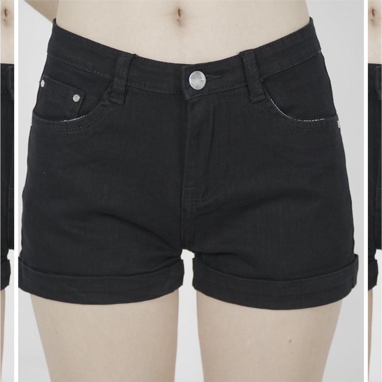 QUẦN SHORT JEAN NỮ THỜI TRANG MÀU ĐEN TUYỀN TRƠN CO DÃN MẠNH LƯNG CAO VẢI MỀM  - đen - 33