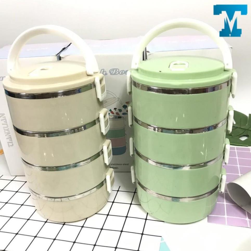 - Cặp Lồng Giữ Nhiệt Lúa Mạch 4 Tầng Ruột Inox Siêu Tiện Dụng 15 x 6 x 25 cm