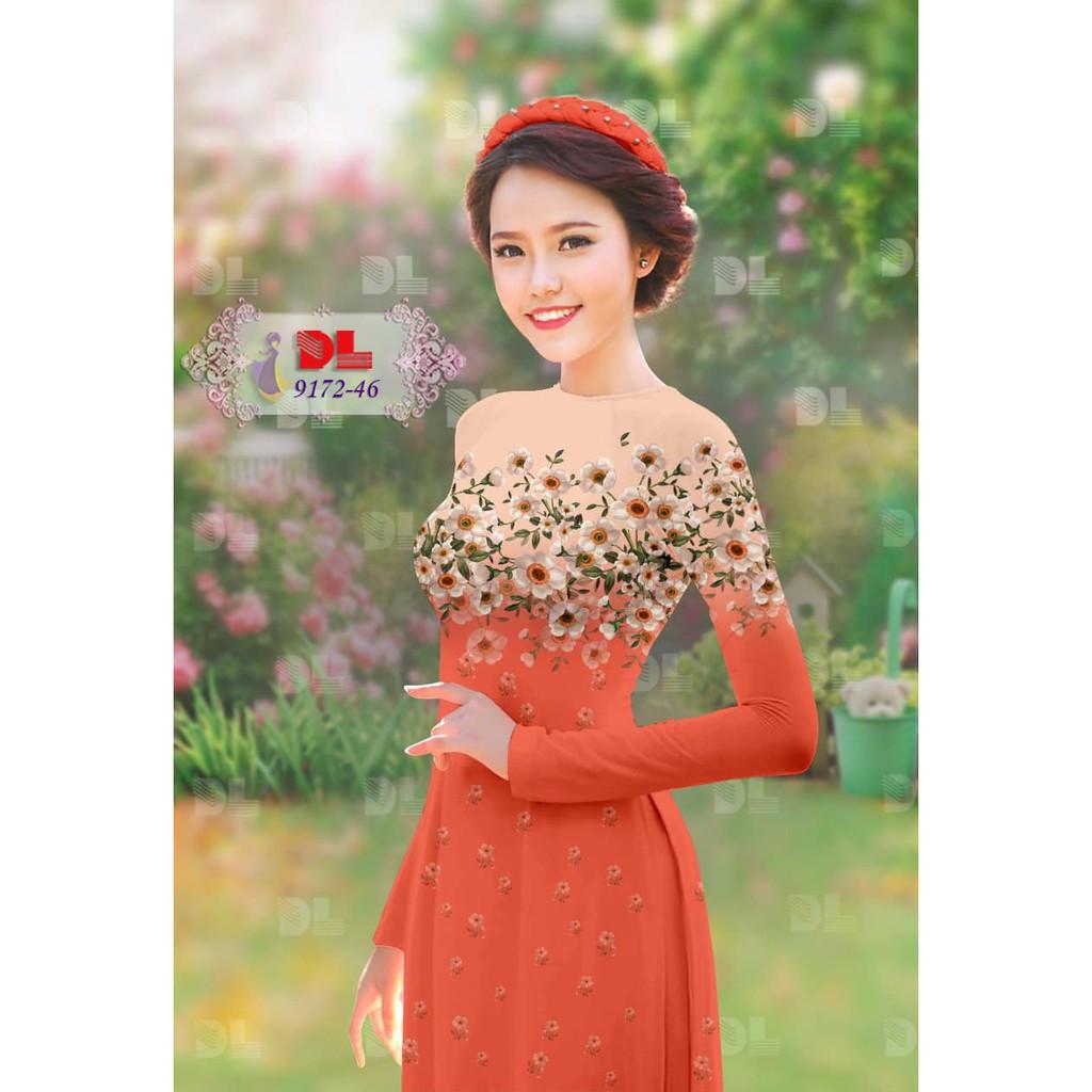 Vải may áo dài in họa tiết hoa DL9172