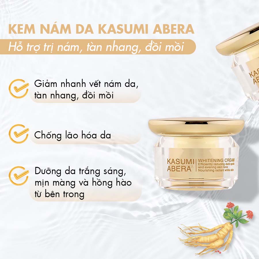 Kem Nám Da Kasumi Abera 20g Làm Mờ Nhanh Vết Nám Da, Tàn Nhang, Đồi Mồi &amp; Dưỡng Da Trắng Sáng