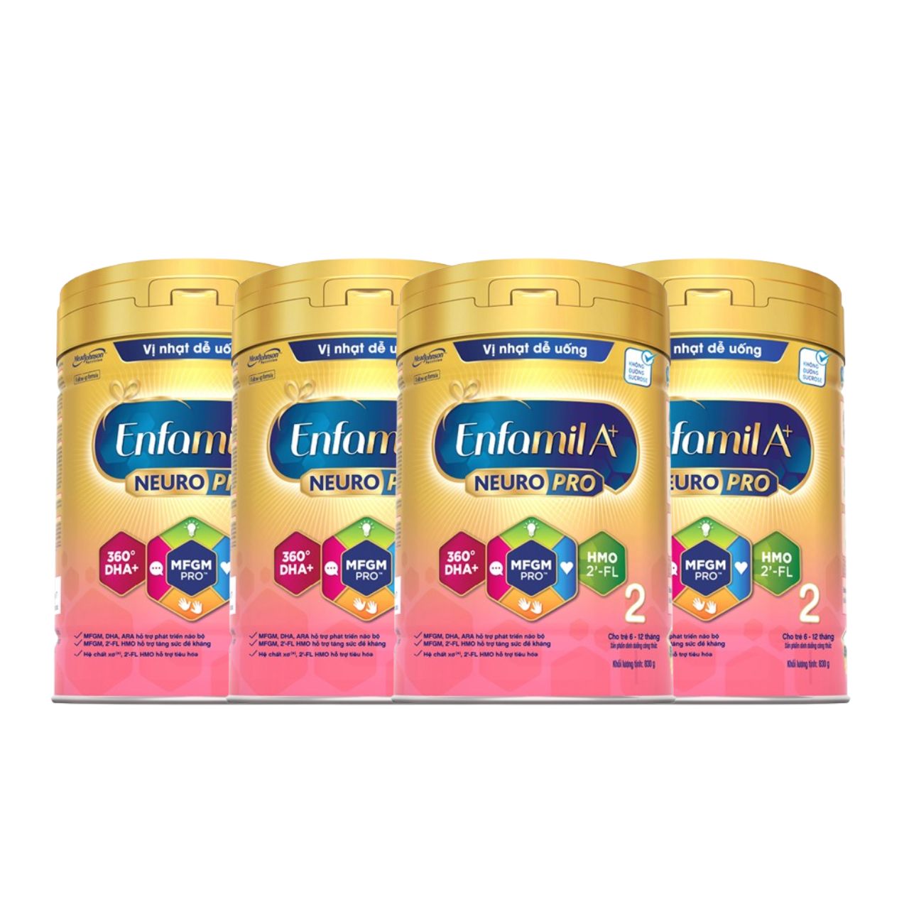 Combo 4 lon sữa bột Enfamil A+ NeuroPro 2 với 2’-FL HMO cho trẻ từ 6 –12  tháng tuổi– 830g