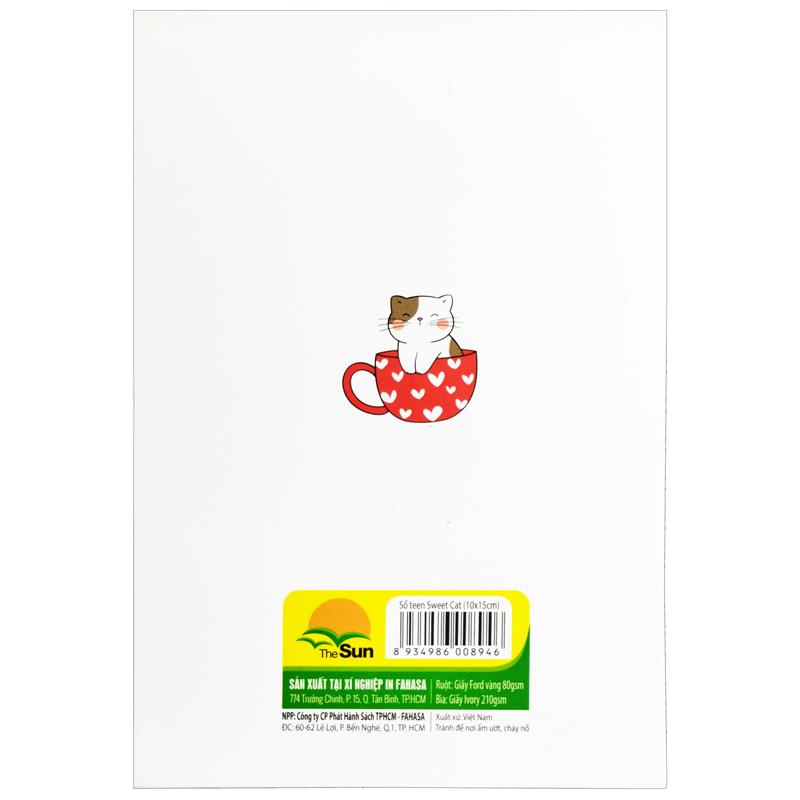 Sổ Teen Không Kẻ Có Chấm 80gsm Sweet Cat - The Sun - Mẫu 1