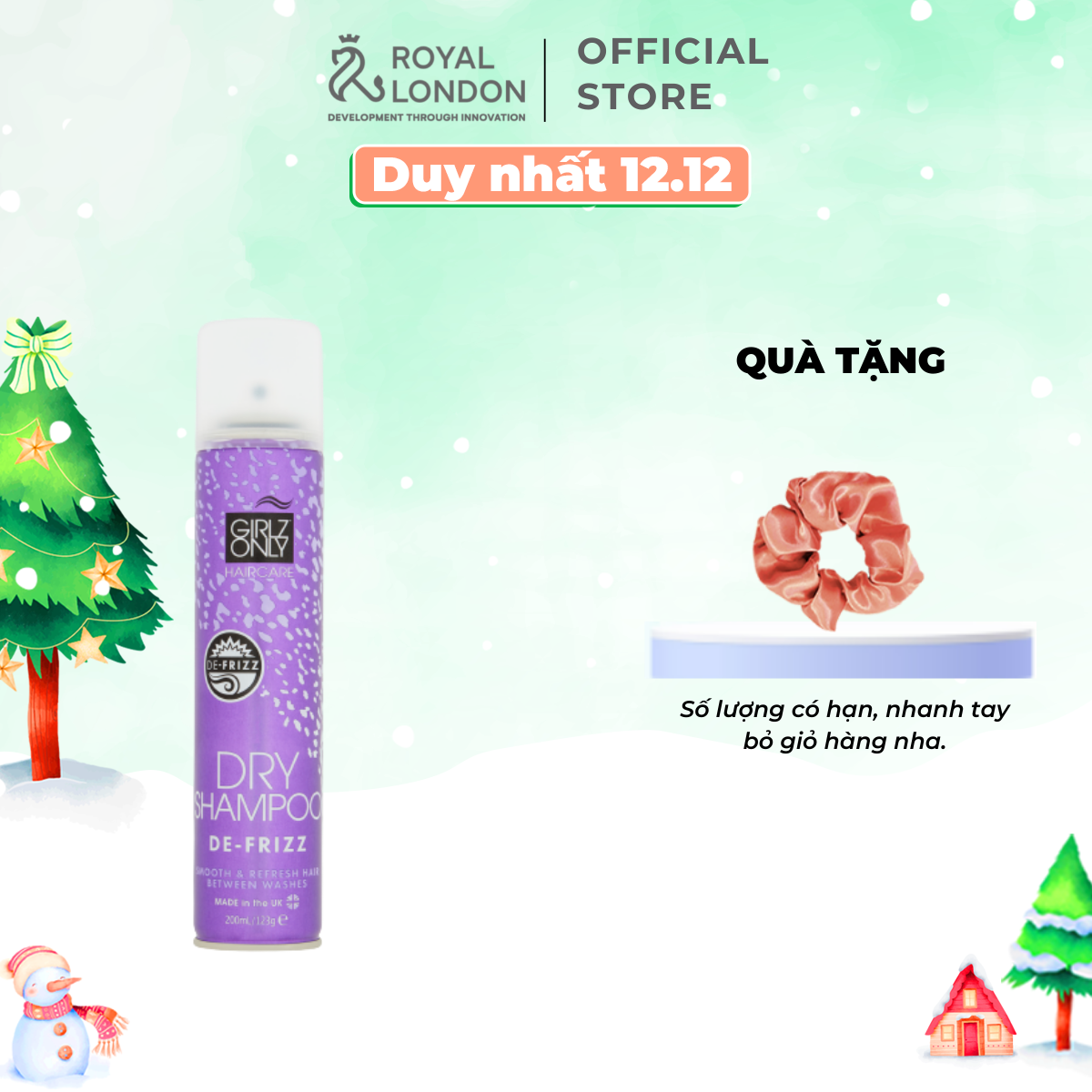 Dầu Gội Khô Girlz Only For De-Frizz 200ml (Tím)