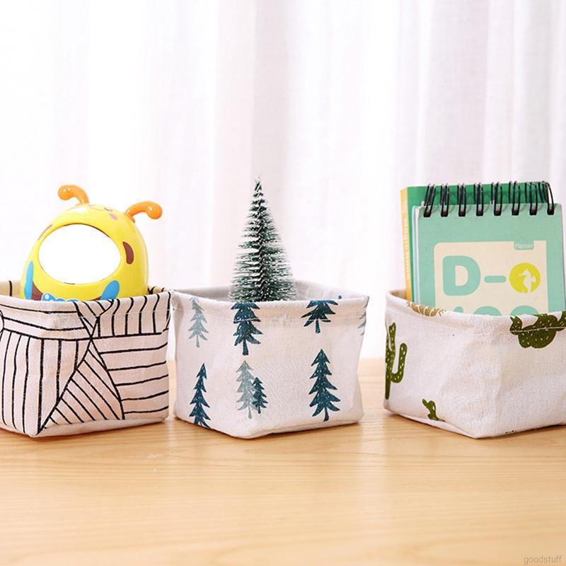 Túi Vải Lanh Cotton Họa Tiết Kẻ Sọc Đựng Đồ Tiện Dụng