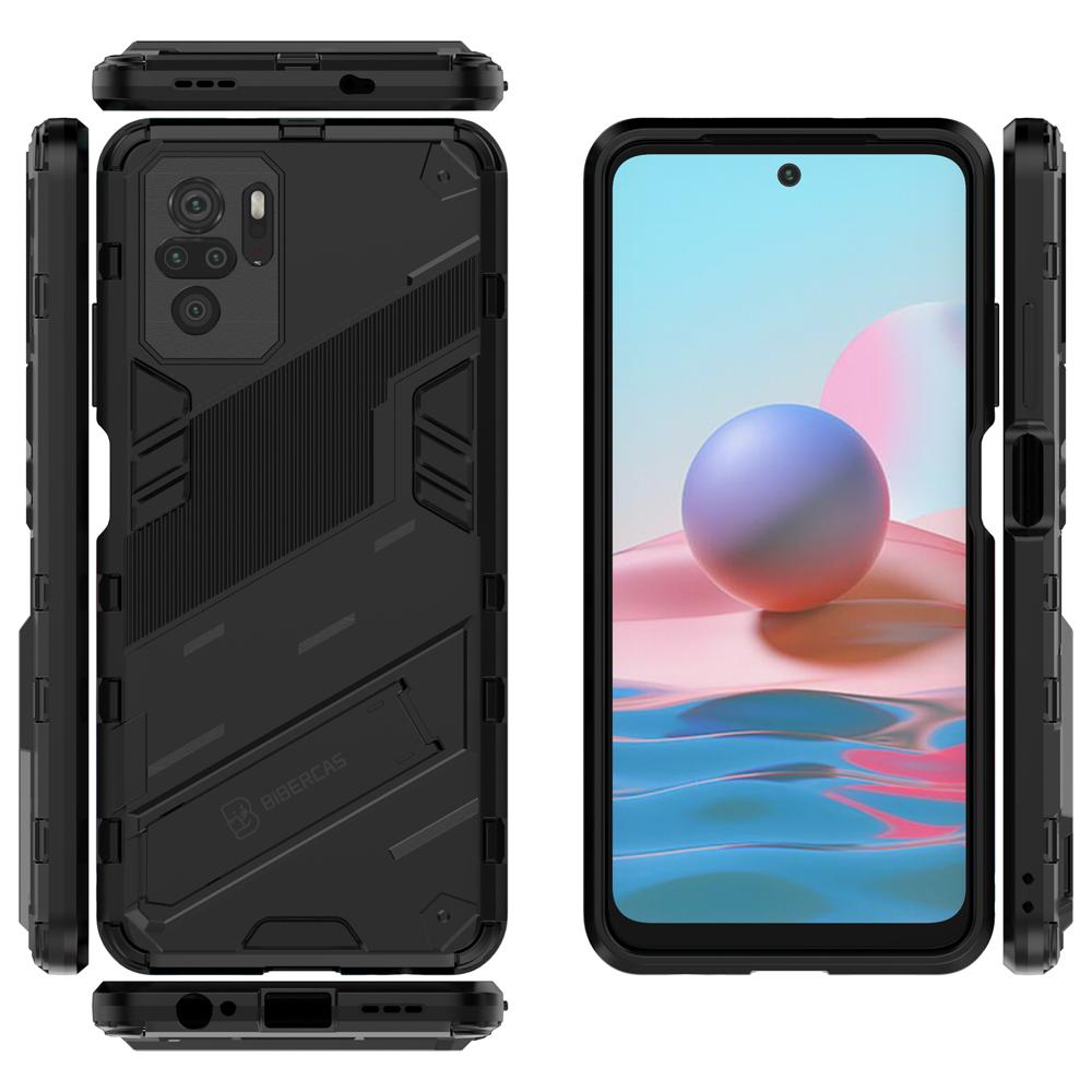 Ốp lưng cho Xiaomi Redmi Note 10 10S, Ốp chống sốc Iron Man PUNK cao cấp kèm giá đỡ cho Redmi Note 10 10S 4G