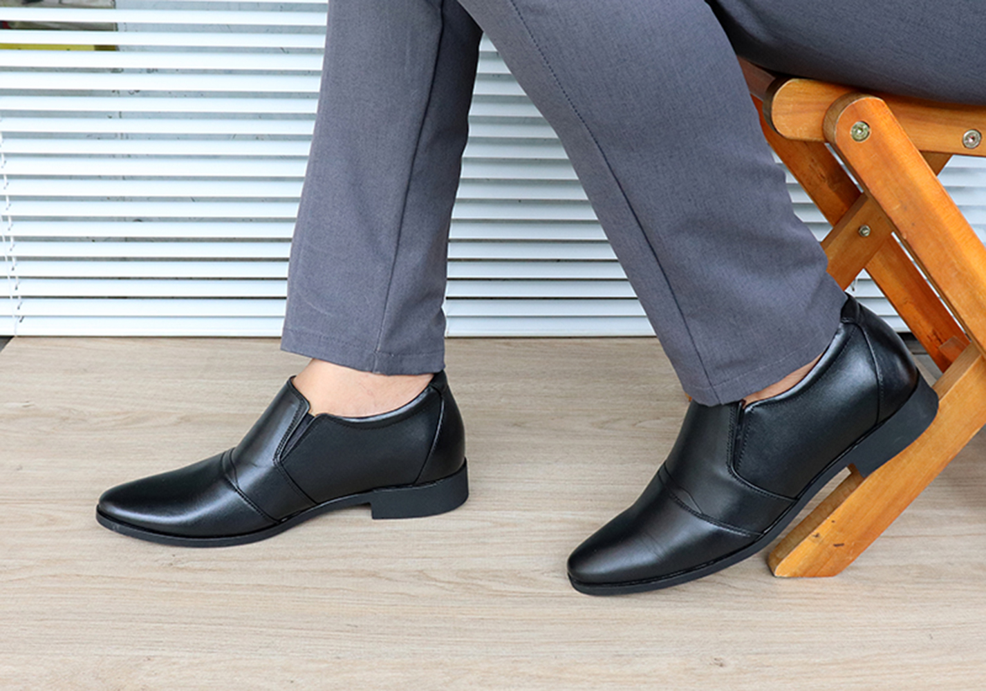 GIÀY TĂNG CHIỀU CAO GIÀY CAO DÀNH CHO NAM GIỚI T&TRA T06 ĐEN TRƠN - CAO 6CM GIÀY ĐỘN NAM CAO VƯỢT TRỘI