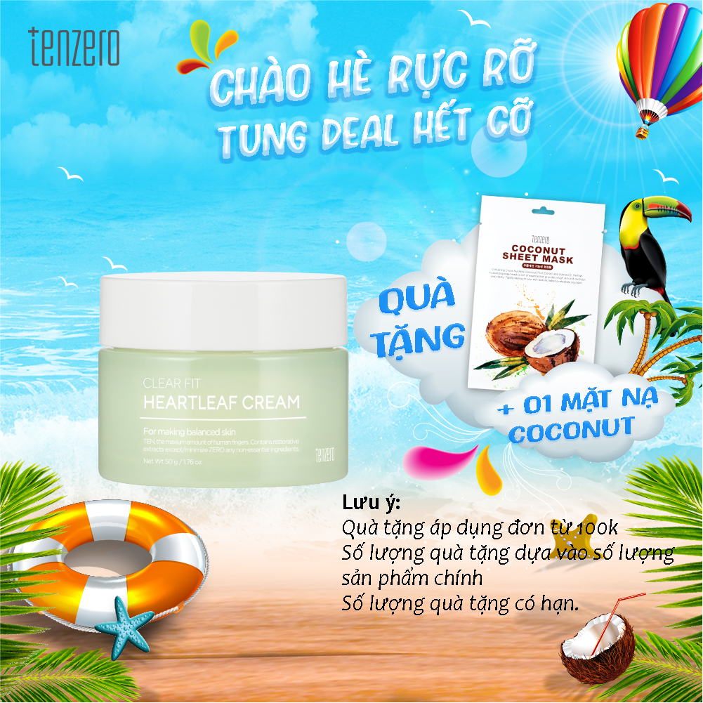 Kem dưỡng săn chắc, ngăn ngừa nếp nhăn Tenzero Clear Fit Heartleaf Cream 50g