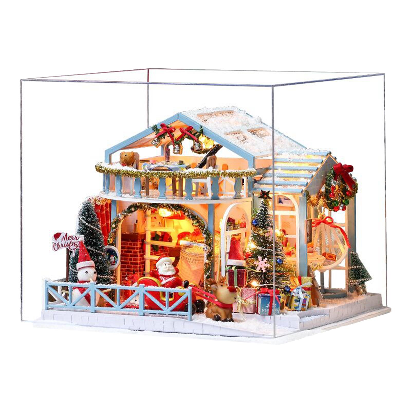 Dollhouse Miniature DIY House Kit Creative Room with Furniture and Cover for Romantic Artwork Gift
