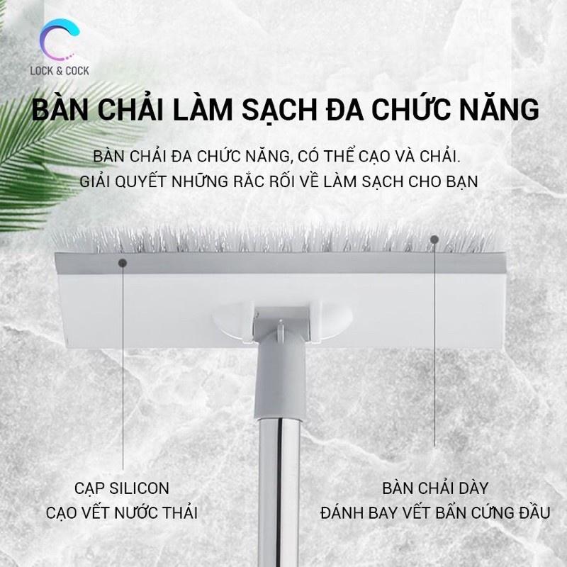 Chổi chà sàn nhà tắm 2 công dụng, đa năng 1 mặt chà, 1 mặt gạt nước, cán inox dài tiện dụng