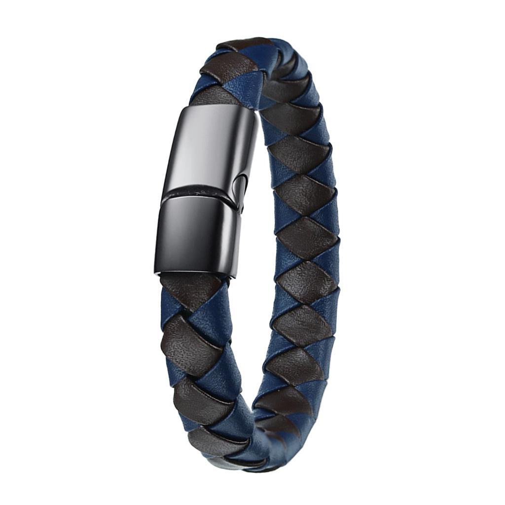 Mens Stainless Steel Bracelet Leather Bracelet Mens Gifts As Described