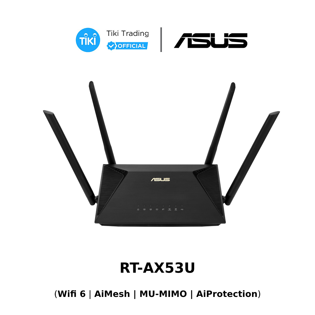 Gaming Router Wifi Băng Tần Kép ASUS RT-AX53U AX1800 MU-MIMO AiProtection- Hàng Chính Hãng