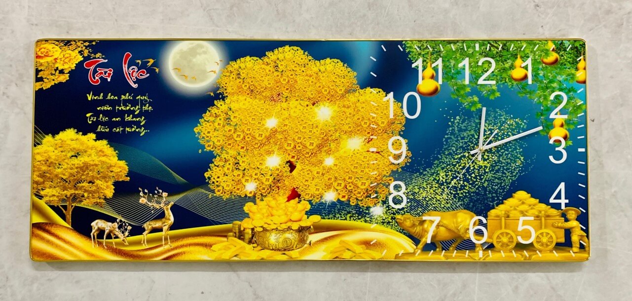 XẢ KHO TRANH ĐỒNG HỒ - TRANH ĐỒNG HỒ TRÁNG GƯƠNG CÂY KIM TIỀN TÀI LỘC (TẶNG KÈM ĐINH 3 CHÂN)