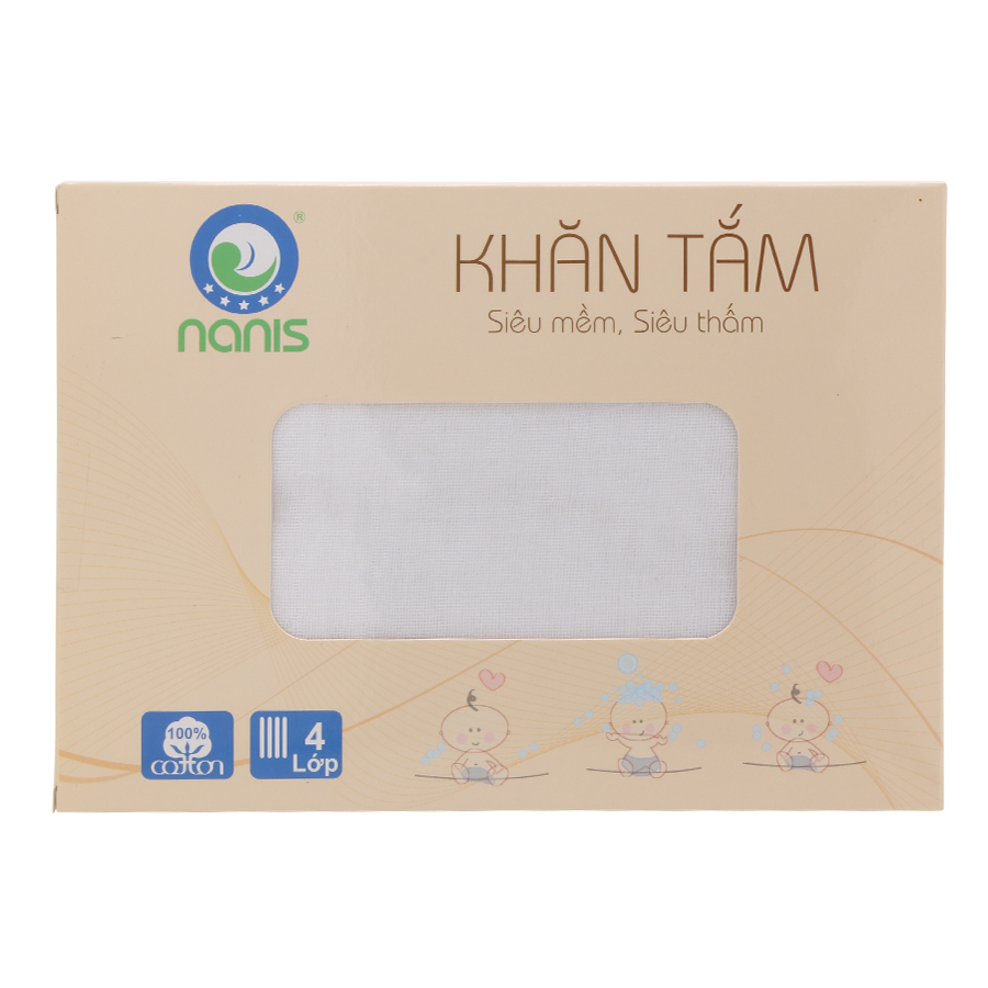 Khăn Tắm Sơ Sinh Cao Cấp Nanis 4 Lớp (75 x 90 cm)