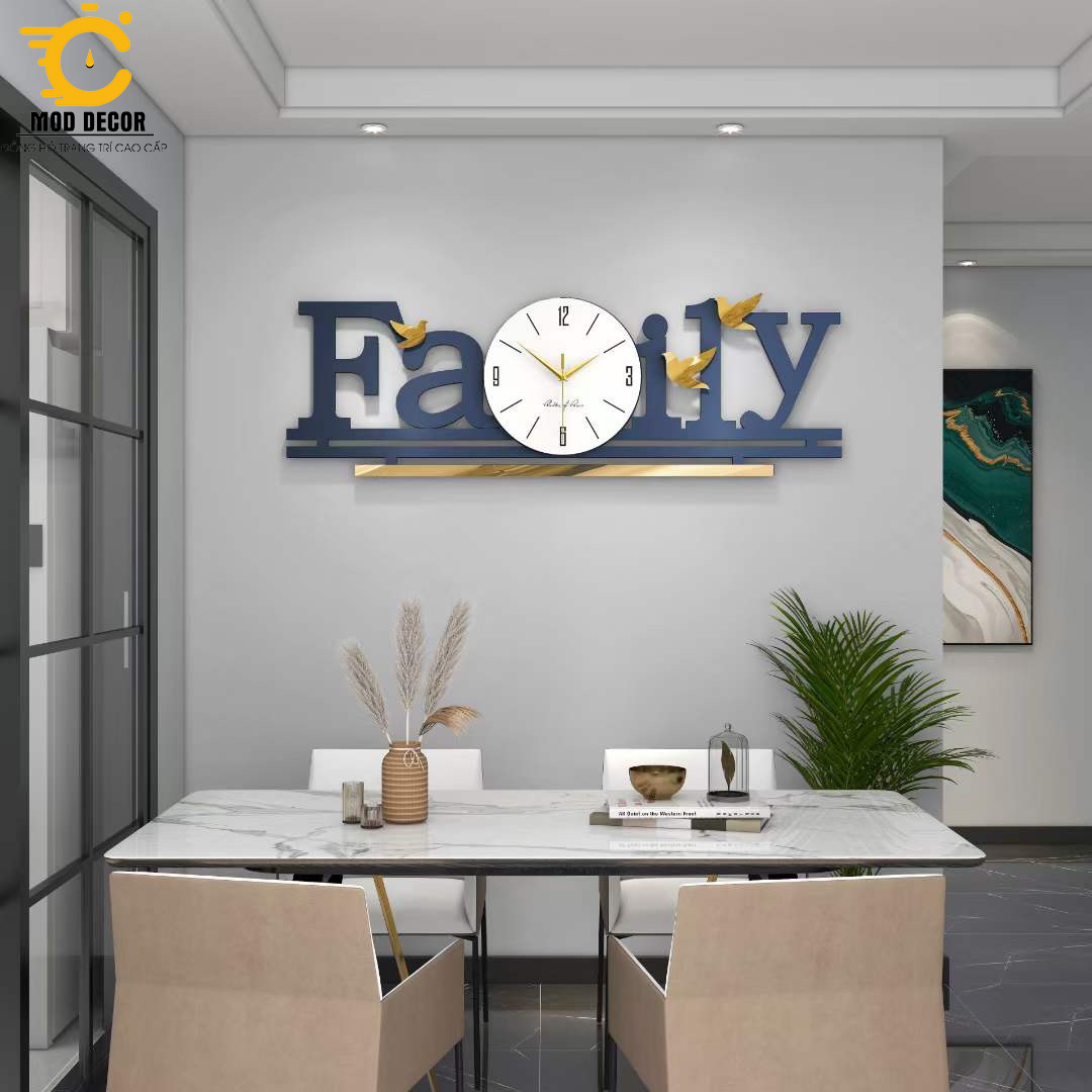 Đồng hồ treo tường kim trôi Family Xanh hạnh phúc 115B