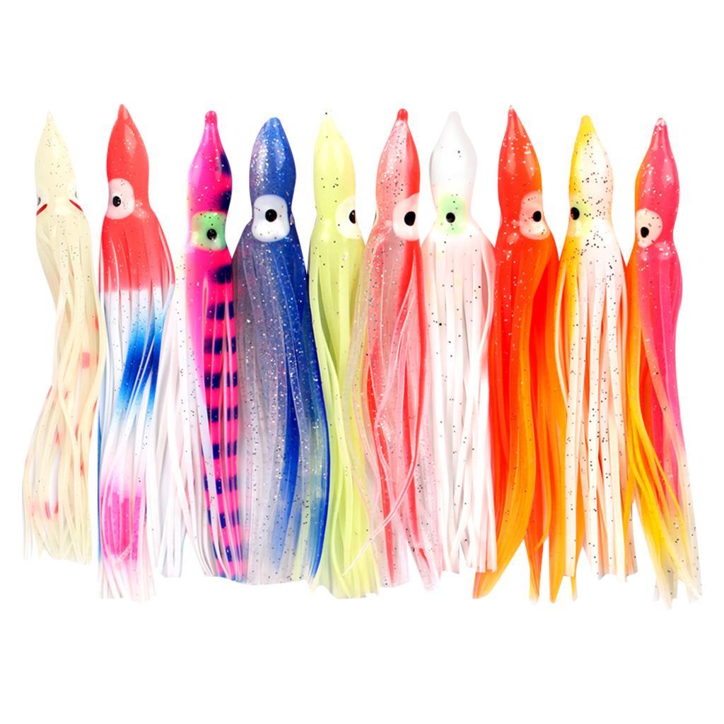 2-3pack 10pcs Fishing Lures Squid Octopus Skirts Lures Soft Baits Crankbaits L