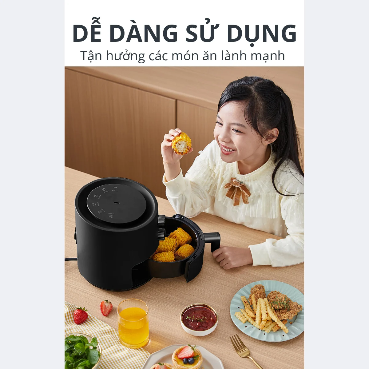 Nồi Chiên Không Dầu Mishio MK320 Dung Tích 3L (1.3L) - Hàng chính hãng