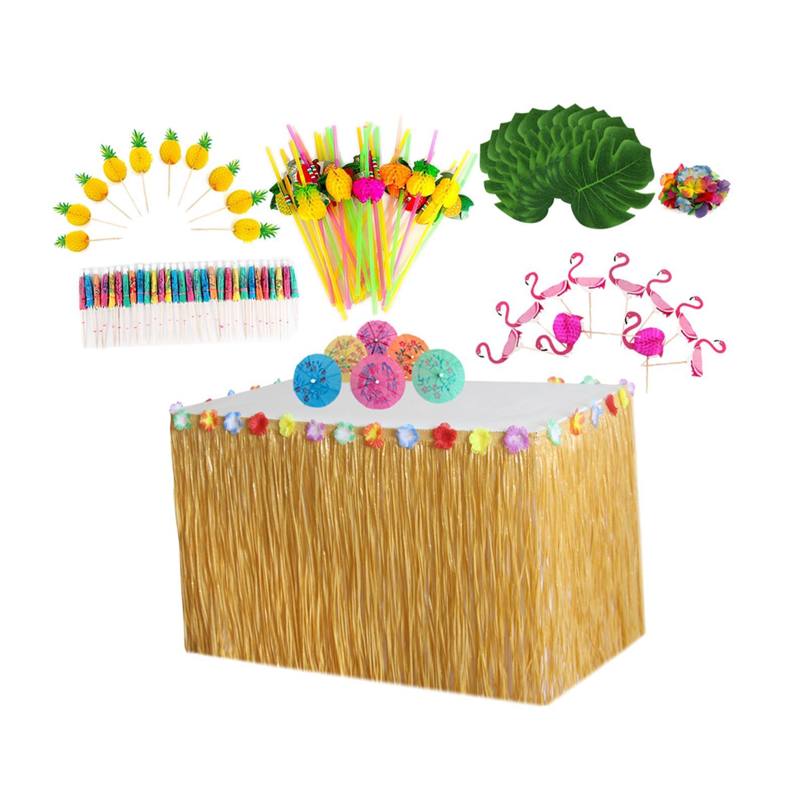 Artifical Grass Table Skirt Decor Tropical Luau Party Decoration for Outdoor
