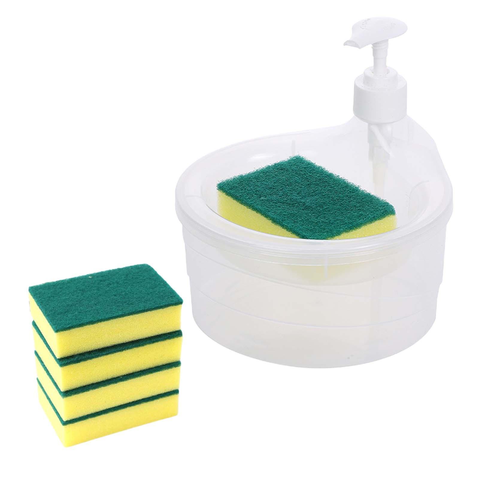 Soap Dispenser and Scrubber Holder 5 Sponge Sink Dish Washing Soap Dispenser