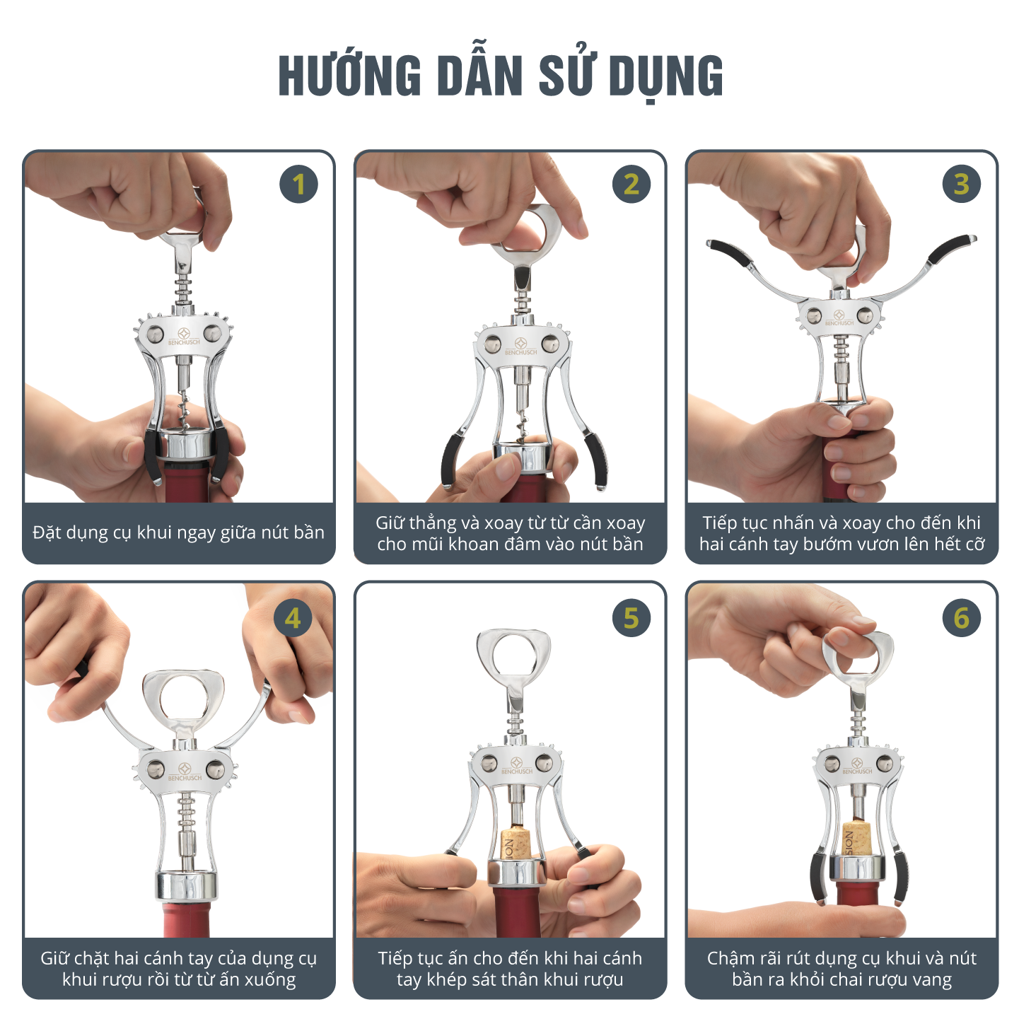 Dụng Cụ Khui Rượu Vang Benchusch - Hàng Chính Hãng