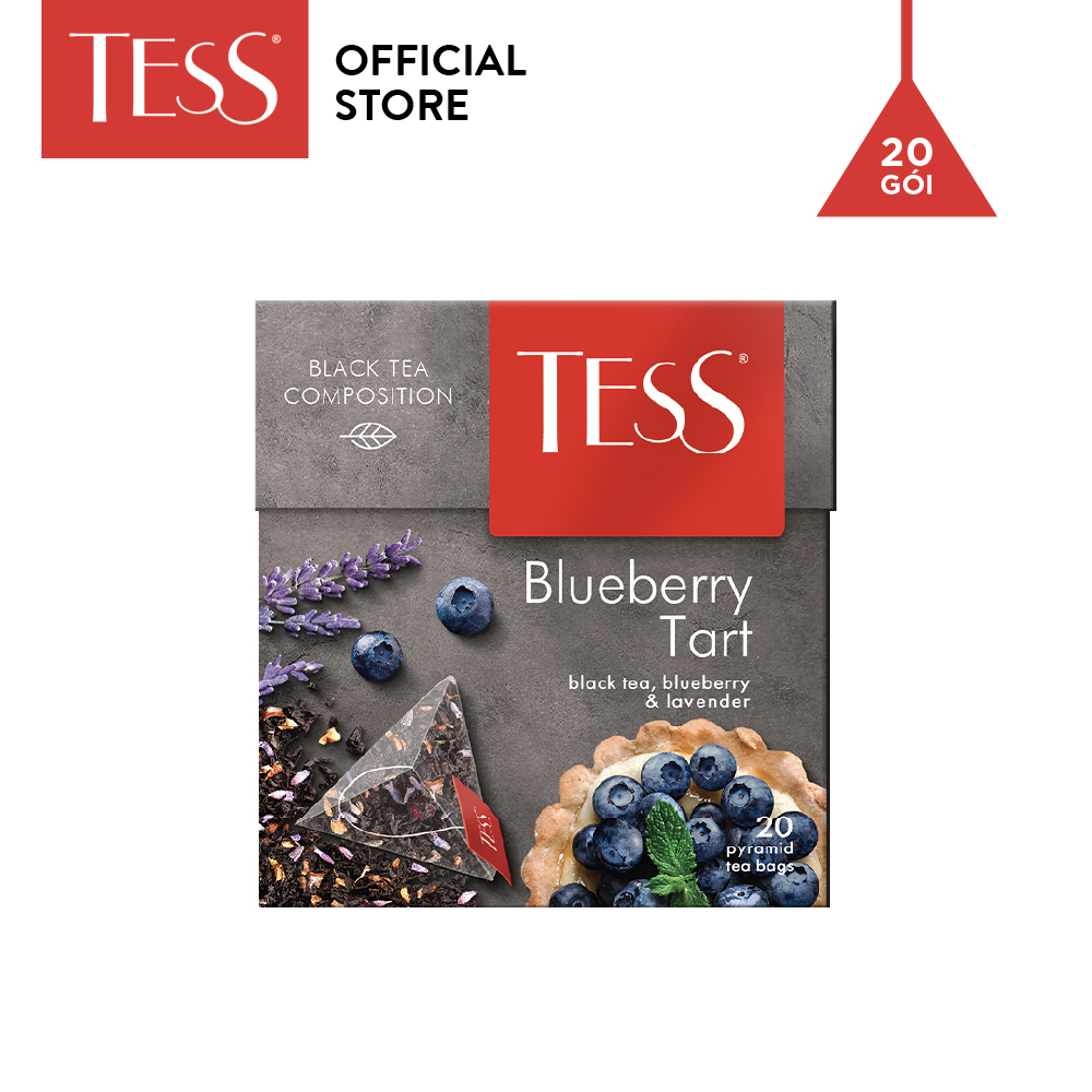 Combo 12 hộp Trà đen Tess Blueberry Tart vị hoa oải hương và việt quất 20 gói/hộp