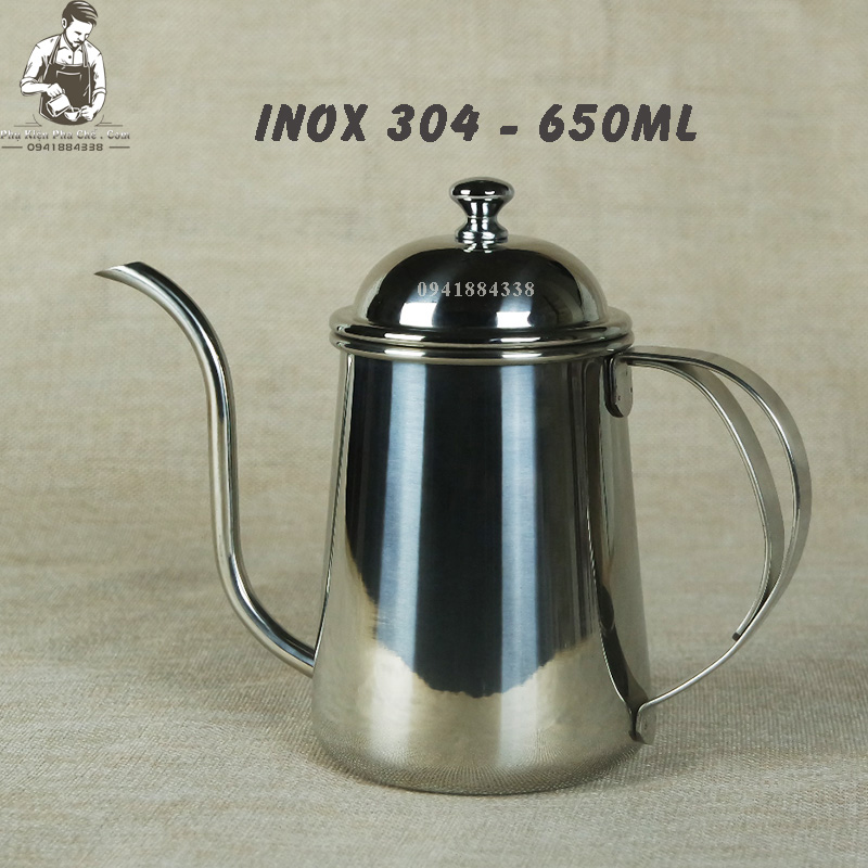 Ấm Cổ Ngỗng Quai Kép Pha Cà Phê inox 304