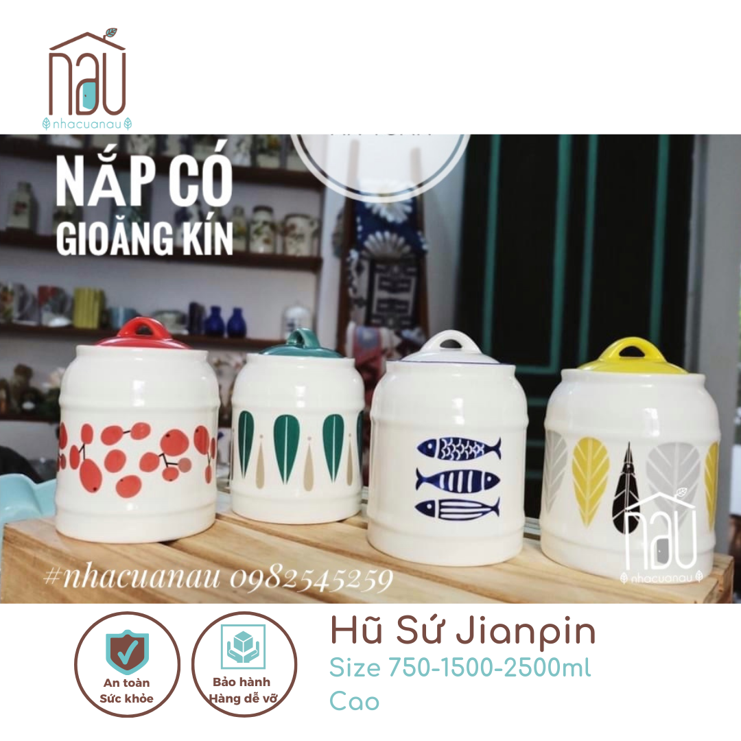 Hũ gốm sứ có gioăng cao su kín đựng hạt khô, hạt dinh dưỡng, đựng gia vị, đựng hạt cafe, hũ muối dưa cà, muối kim chi