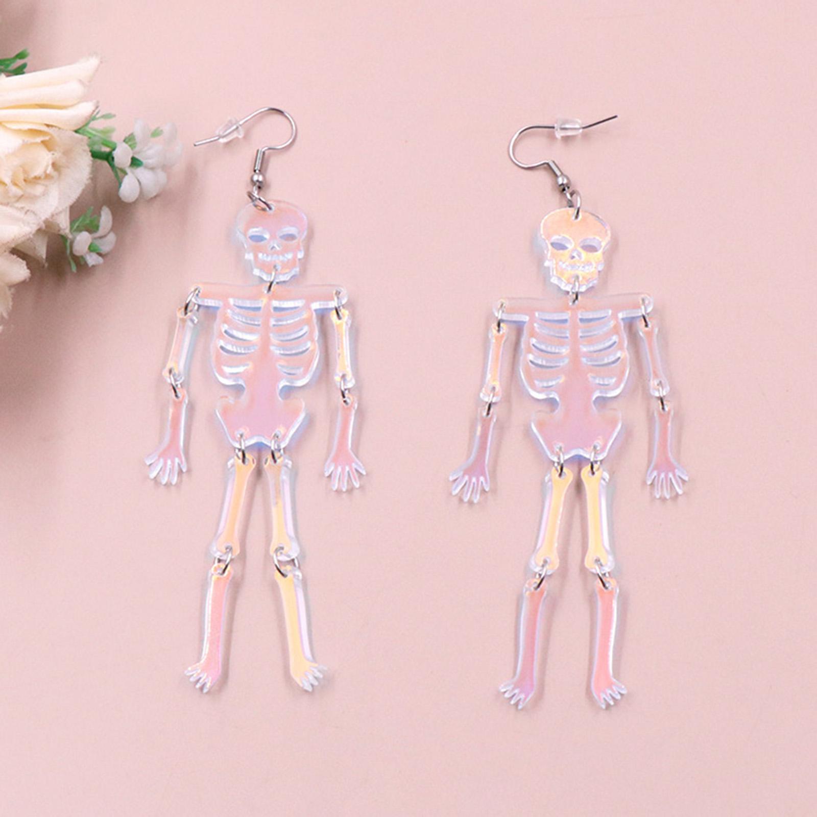Halloween Skeleton Earrings Spooky Earrings Decor Costume Accessories Dress up Trendy Fashion Punk Dangle Earrings for Daily Wear Club