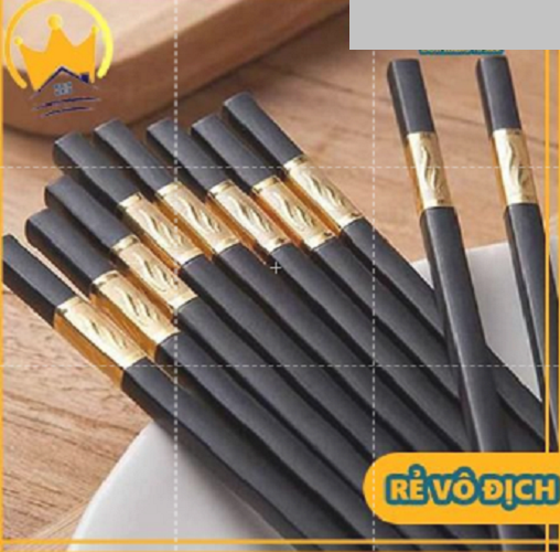 Đũa mạ vàng cao cấp, đũa khảm vàng Hàn Quốc Chống Trơn - Chống Trượt - Chống Mốc - Bền Màu