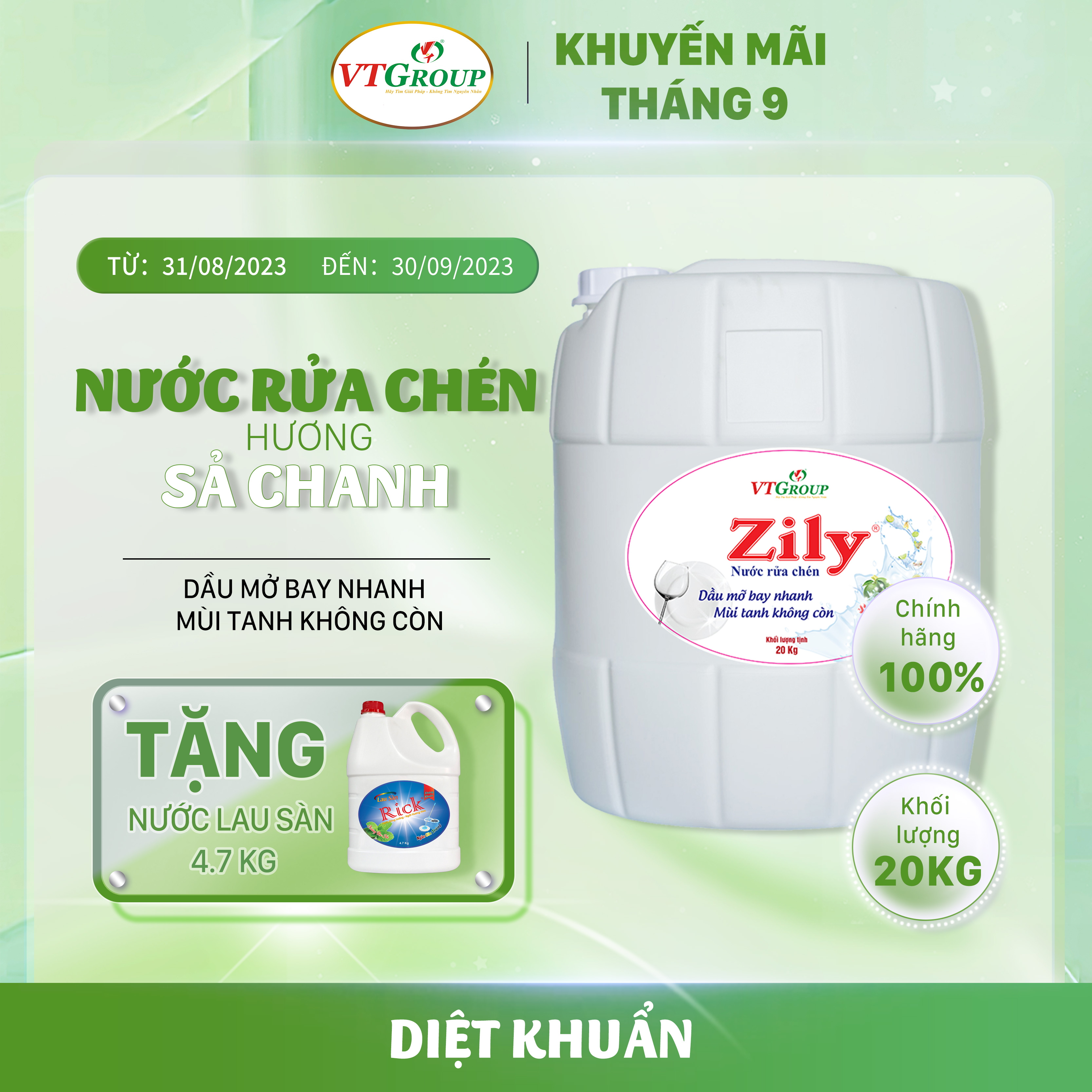 Nước rửa chén can 20kg - Tặng 1 lau sàn 4.7kg