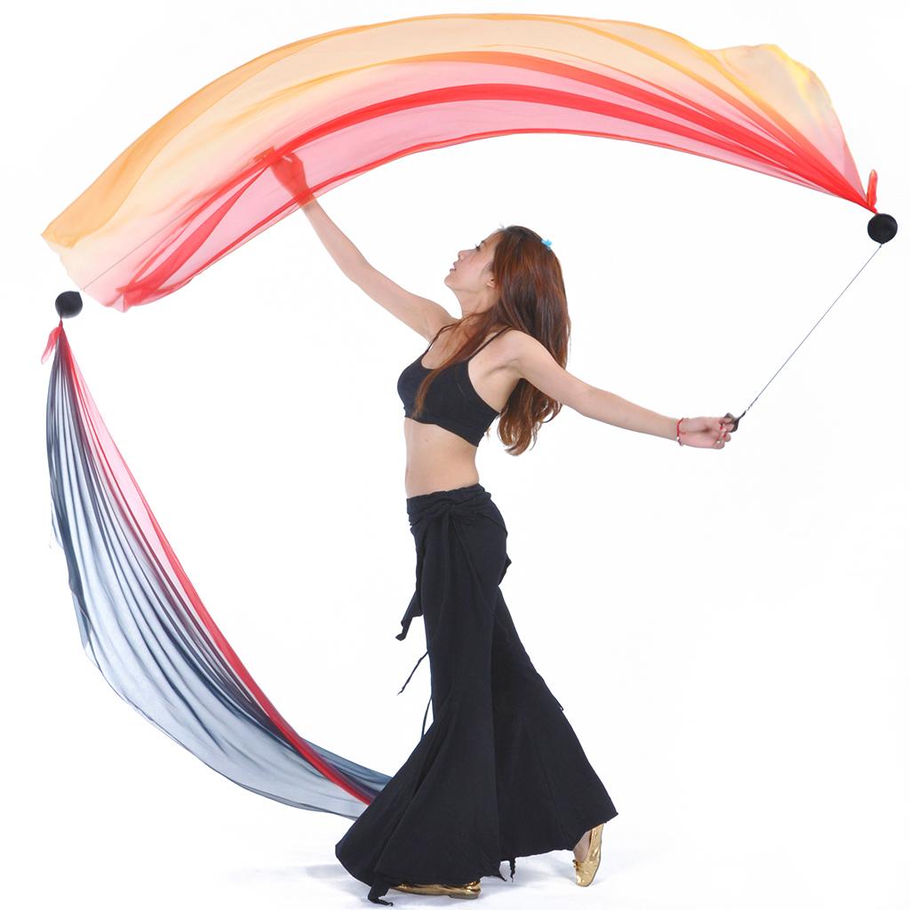 Belly Dance Helpers Thrown Poi Balls Adjustable Chain with Silk Veil for Music Festivals Costumes Clubs