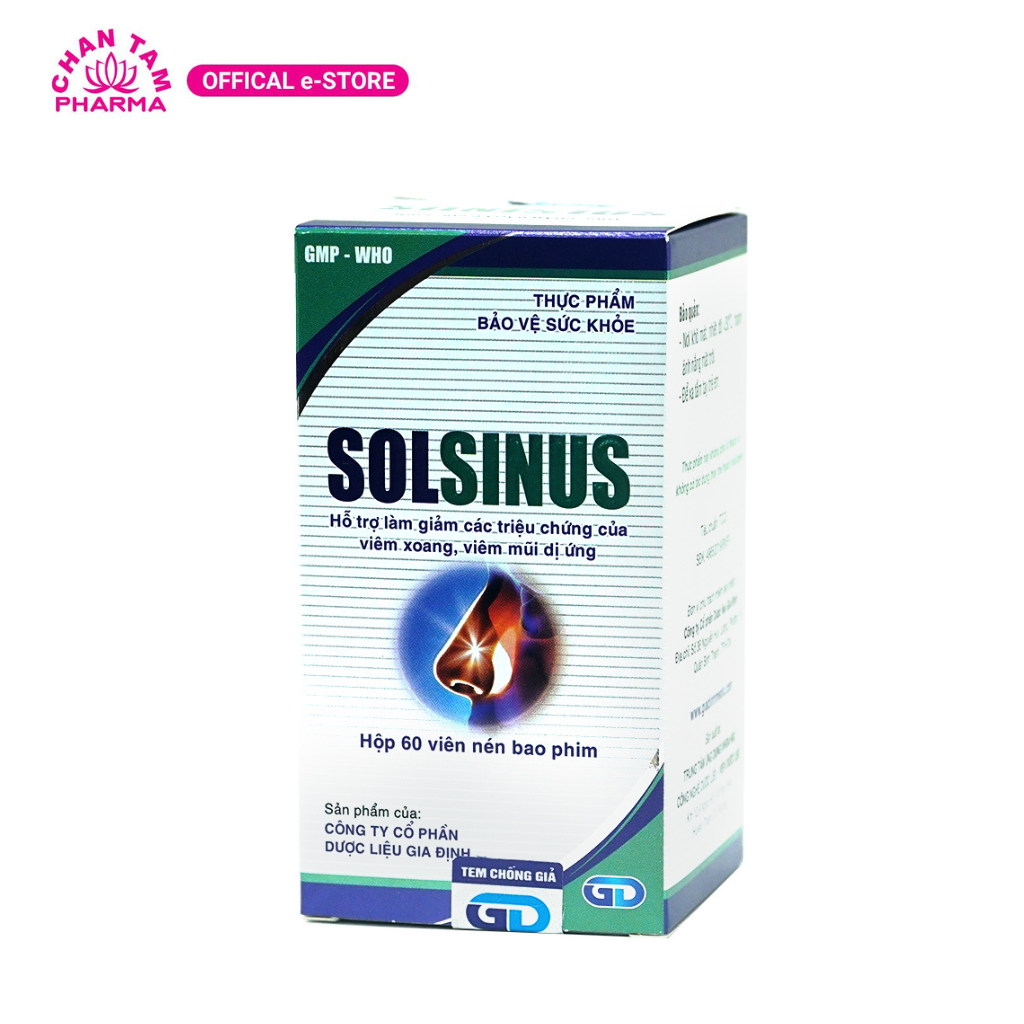 Viên uống xoang Solsinus hỗ trợ làm giảm viêm mũi xoang, viêm mũi dị ứng, đau đầu nhức xoang