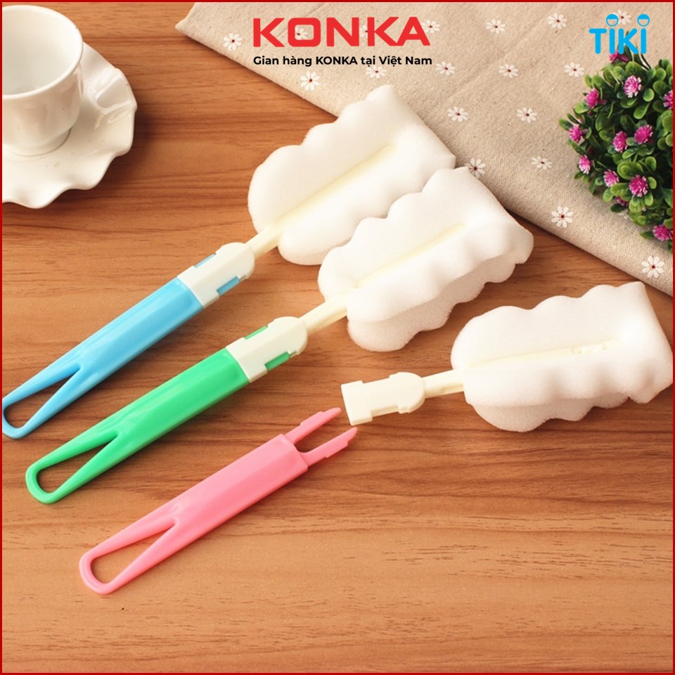 Cọ rửa bình sữa, cốc chén bằng bọt biển C122 nhiều màu sắc, đầu mút có thể thay thế.
