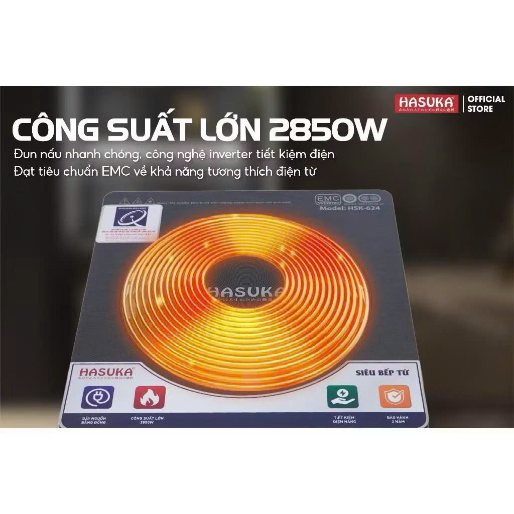 BẾP ĐIỆN TỪ ĐƠN CAO CẤP HASUKA HSK-624 (2850W)-HÀNG CHÍNH HÃNG
