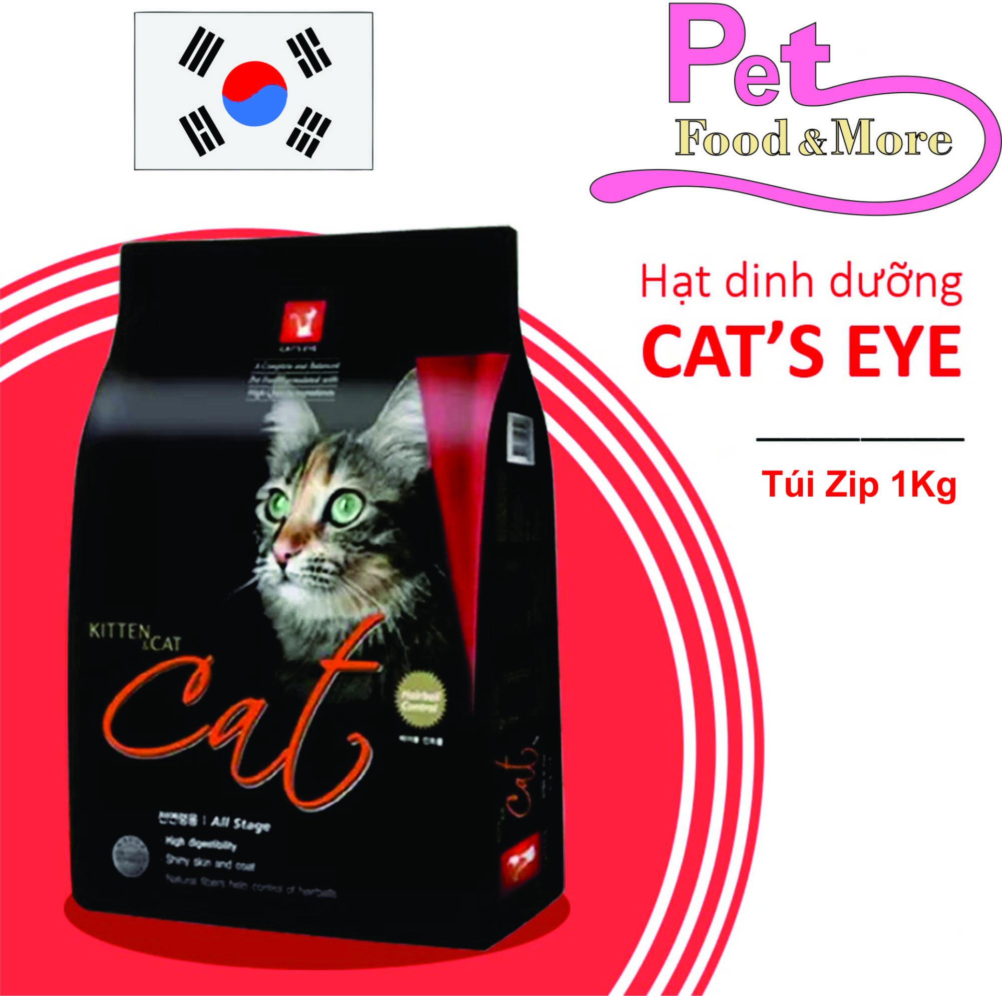 Thức Ăn Hạt Khô Cho Mèo CatEye Túi Zip 1Kg
