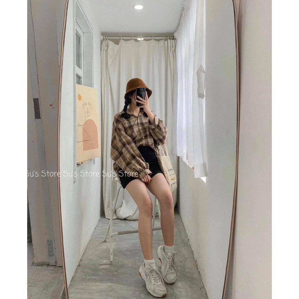 Áo Sơ Mi Nữ Caro Tay Bồng