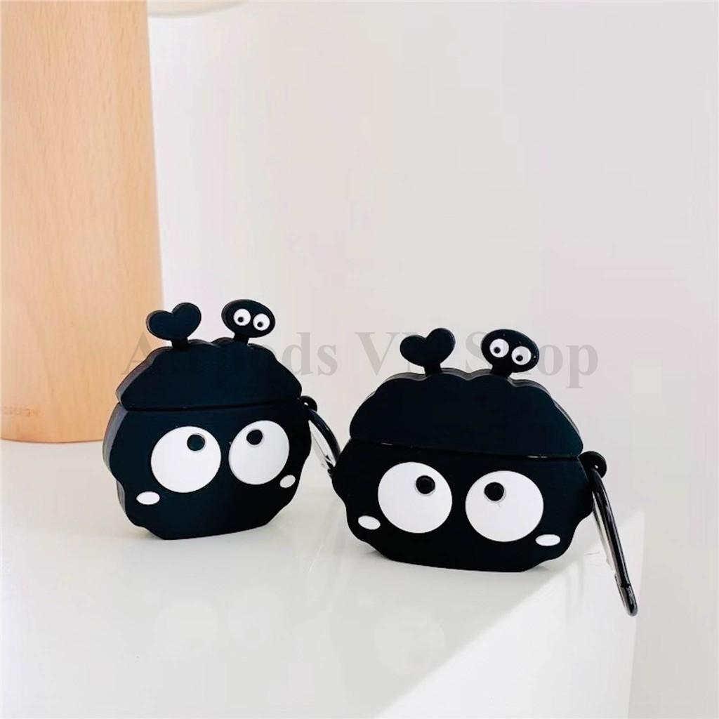 Bao Case Ốp dành cho Airpods 1/2 & Airpods Pro mắt to ver 2 đen kute silicon cao cấp