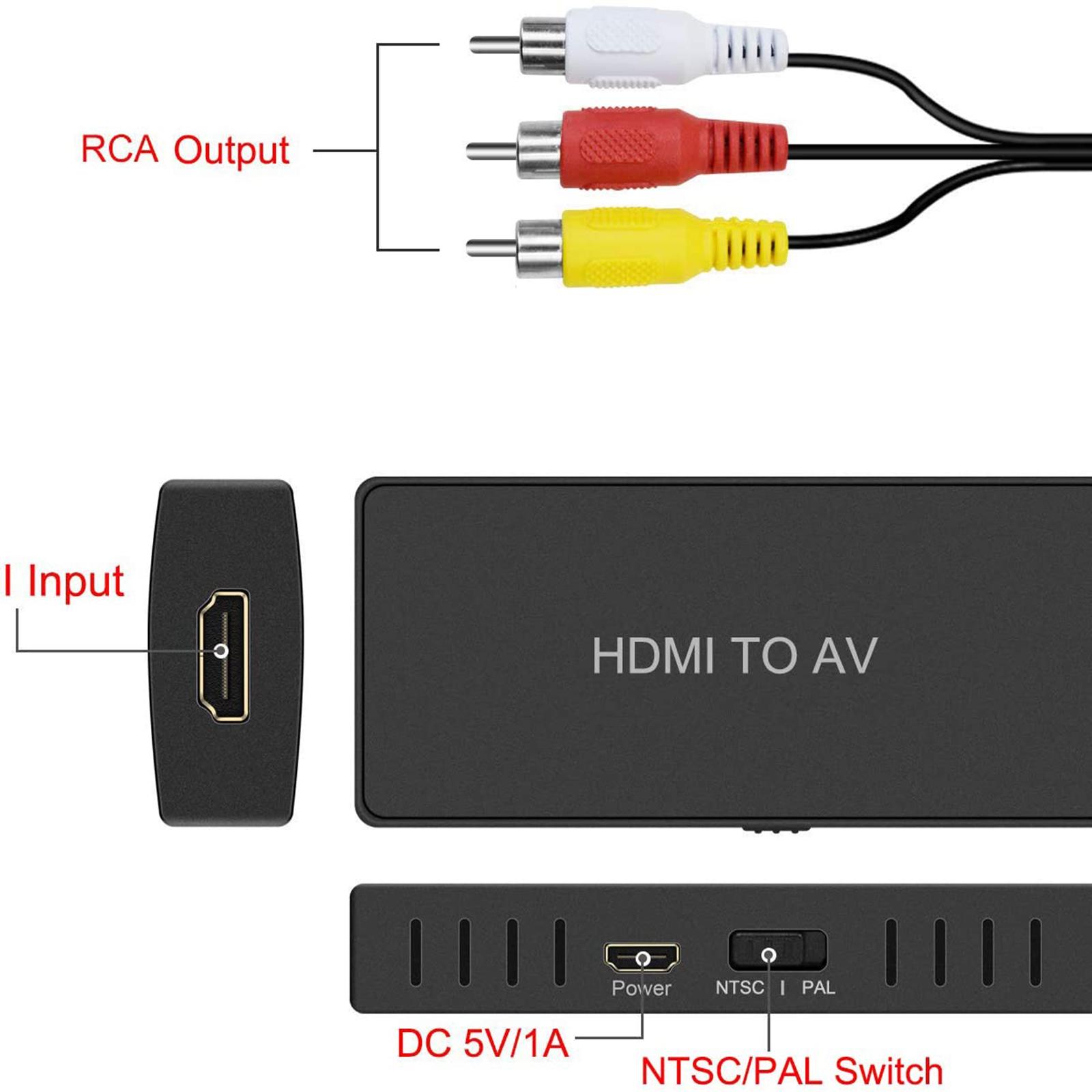 HDMI to AV Converter Supports NTSC for Old TV Stick Blu-ray Player HDTV Box
