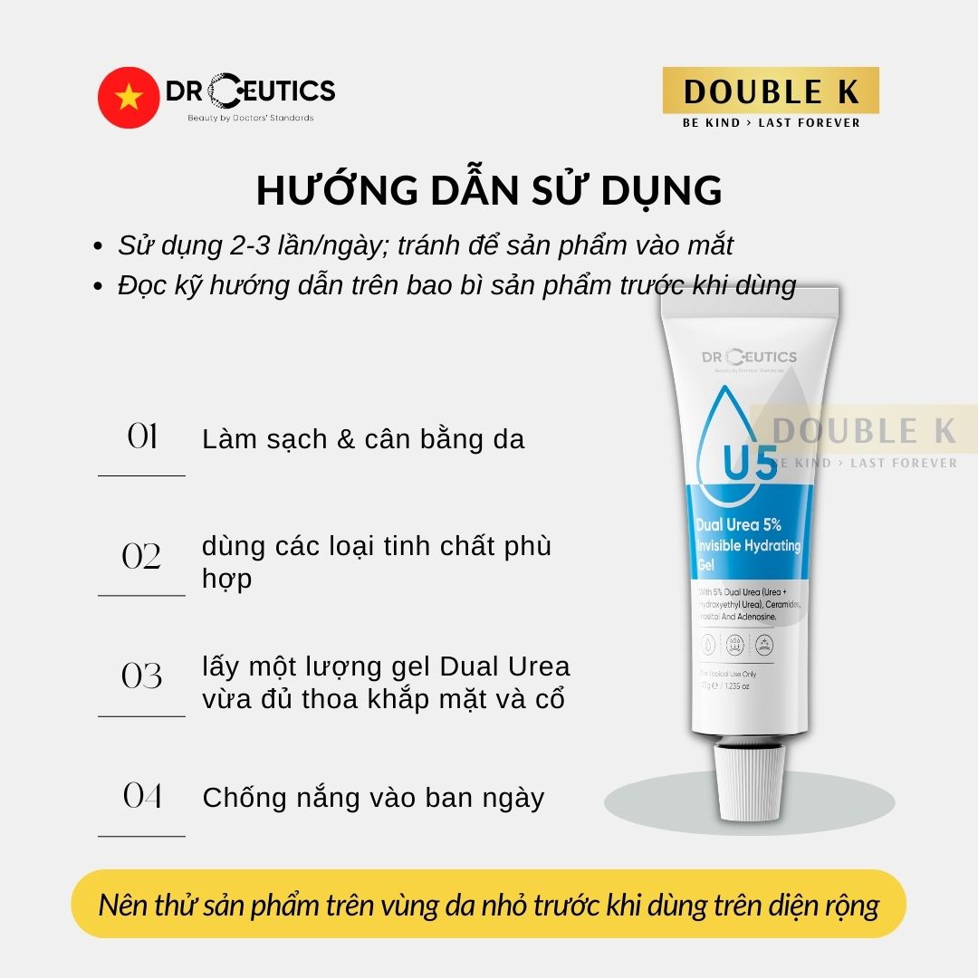 Gel Cấp Ẩm Cho Da Dầu Drceutics Dual Urea 5% Invisible Hydrating Gel - Double K