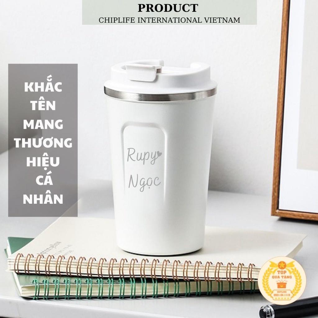 Ly giữ nhiệt coffee 380ml - 500ml | FREE KHẮC TÊN | Cốc cà phê giữ nhiệt màu HỒNG siêu cute phong cách hàn quốc