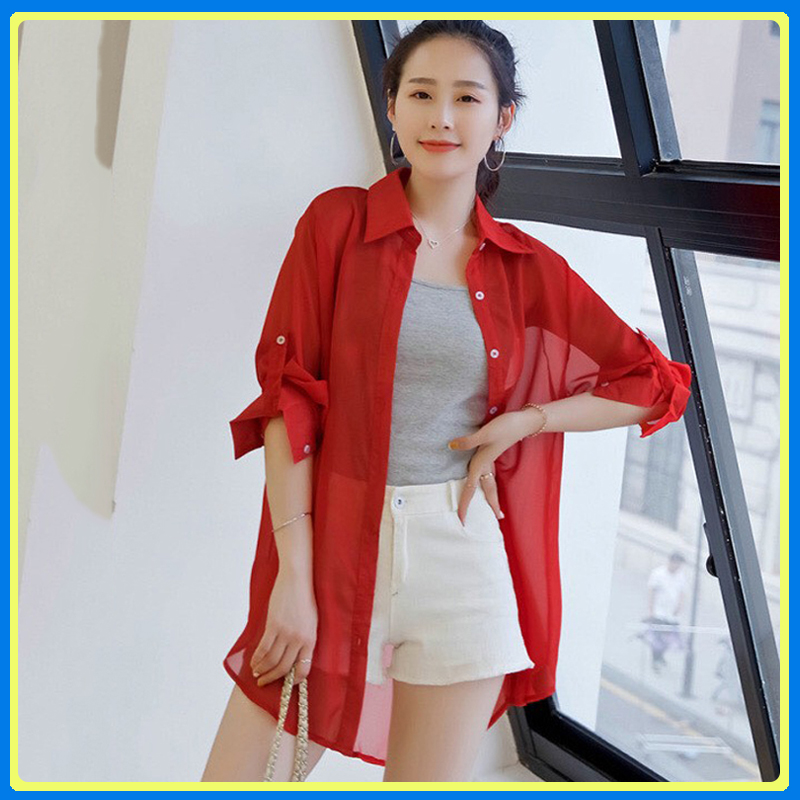 Áo ngủ nữ kiểu sơ mi trắng Q45 - Áo ngủ sơ mi sexy - Áo sơ mi xuyên thấu gợi cảm