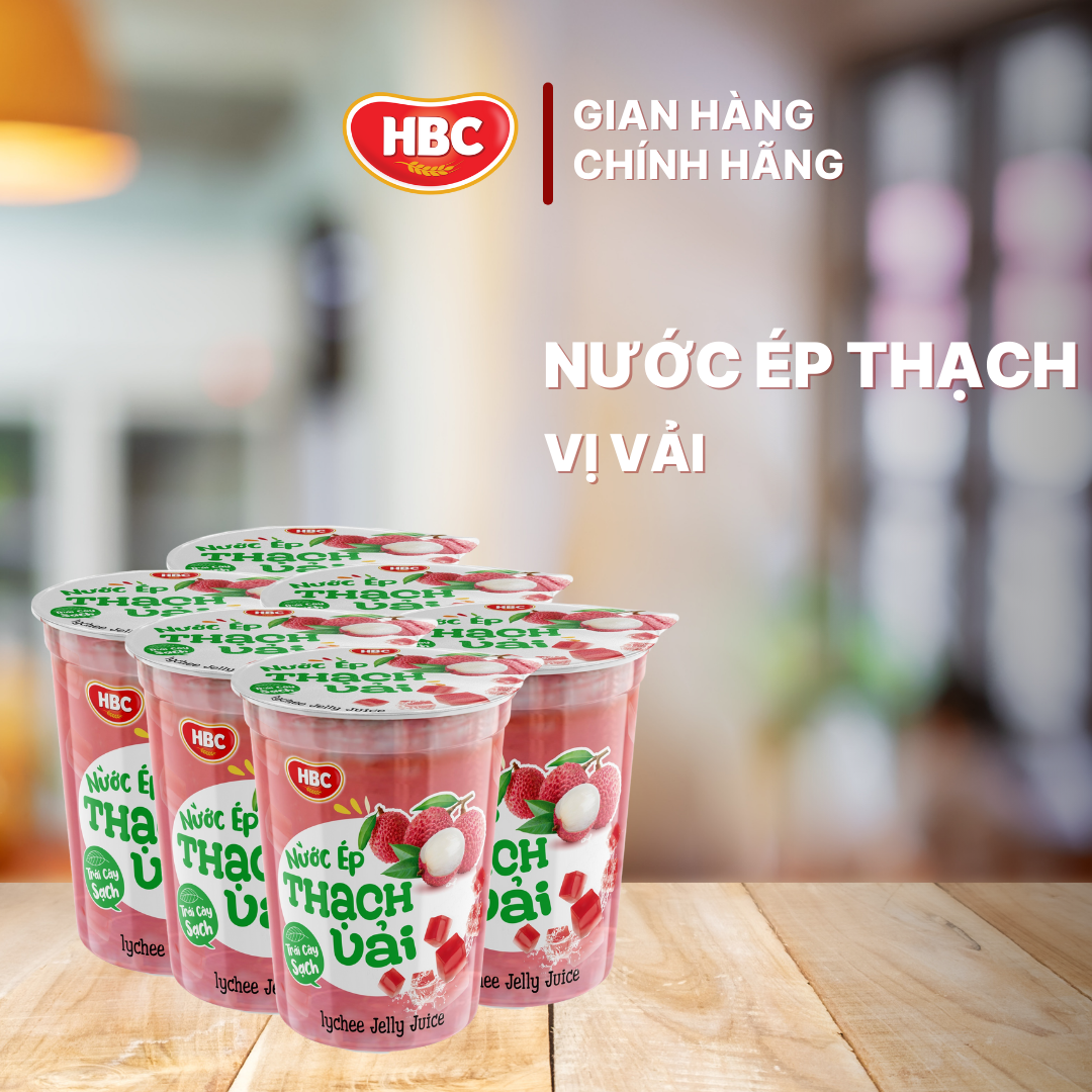 Nước Ép Thạch Vải - HBC Foods - 220Gr/Ly ( 6 Ly/Lốc ) - Hàng chính hãng