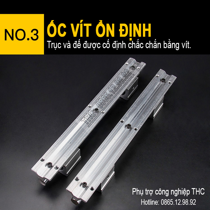 Thanh Ray Trượt Tròn Có Đế SBR16 (2 Thanh Ray Ø16 + 4 Con Trượt) Ty Trượt Dẫn Hướng Chính Xác Chịu Tải Cao