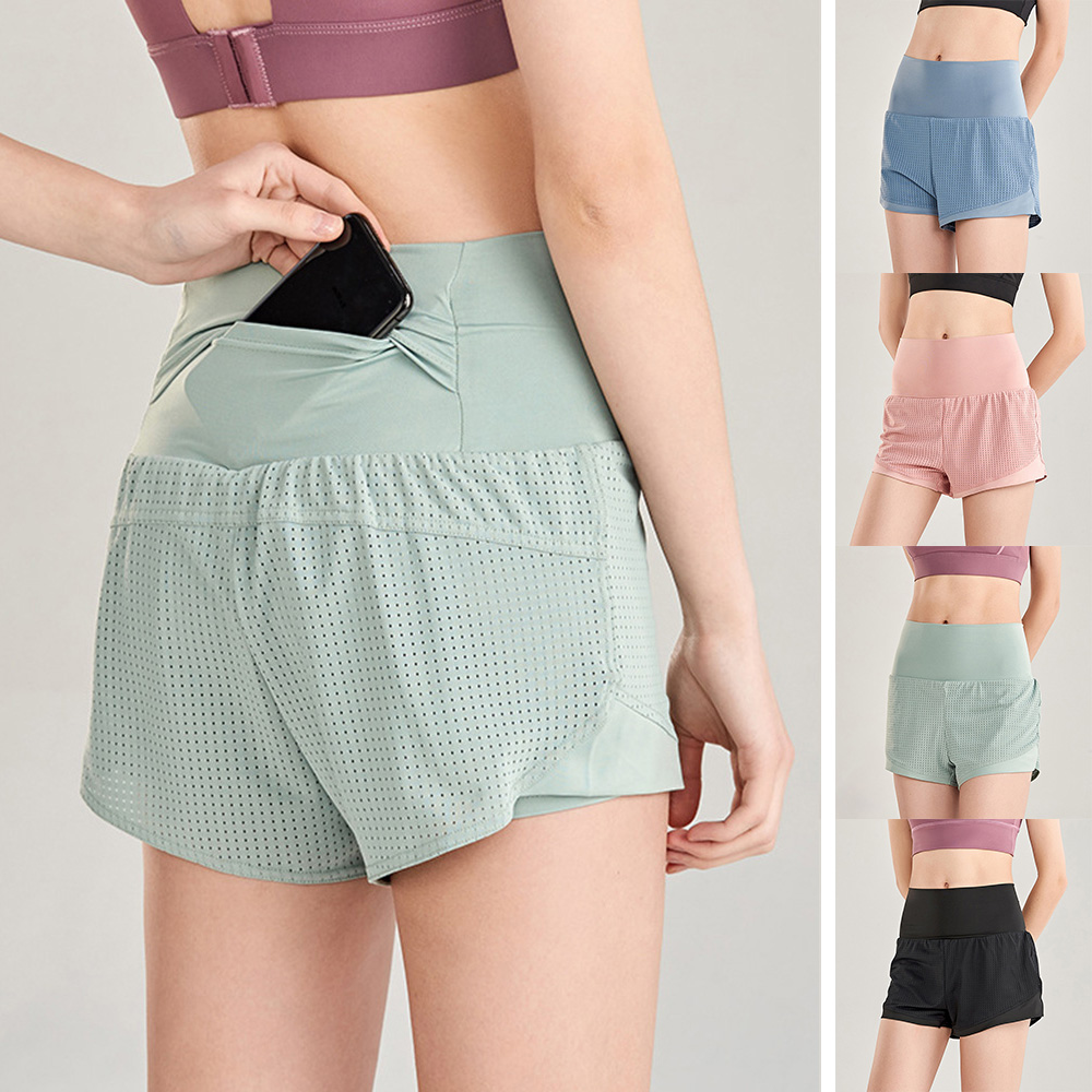 Quần short thể thao nữ lưng cao bảng rộng,thiết kế túi sau hông Được làm từ vải mềm và co giãn, thoải mái và nhanh khô