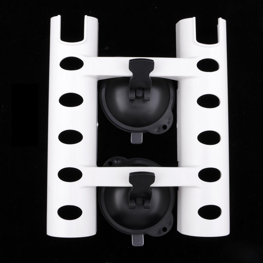 2 Tube Rod Rack Fishing Rod Pole Holder Organizer Bracket with Suction Cup