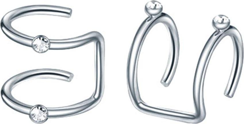 12 Pairs Ear Cuff Helix Ear Clip On Wrap Earrings Unisex Silver Black