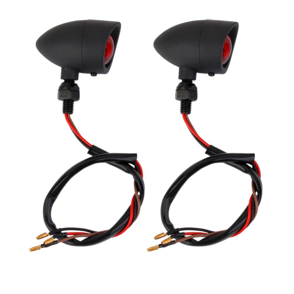 2x Motorcycle Turn Signals Mini   Blinker Red Indicator Lights Lamp