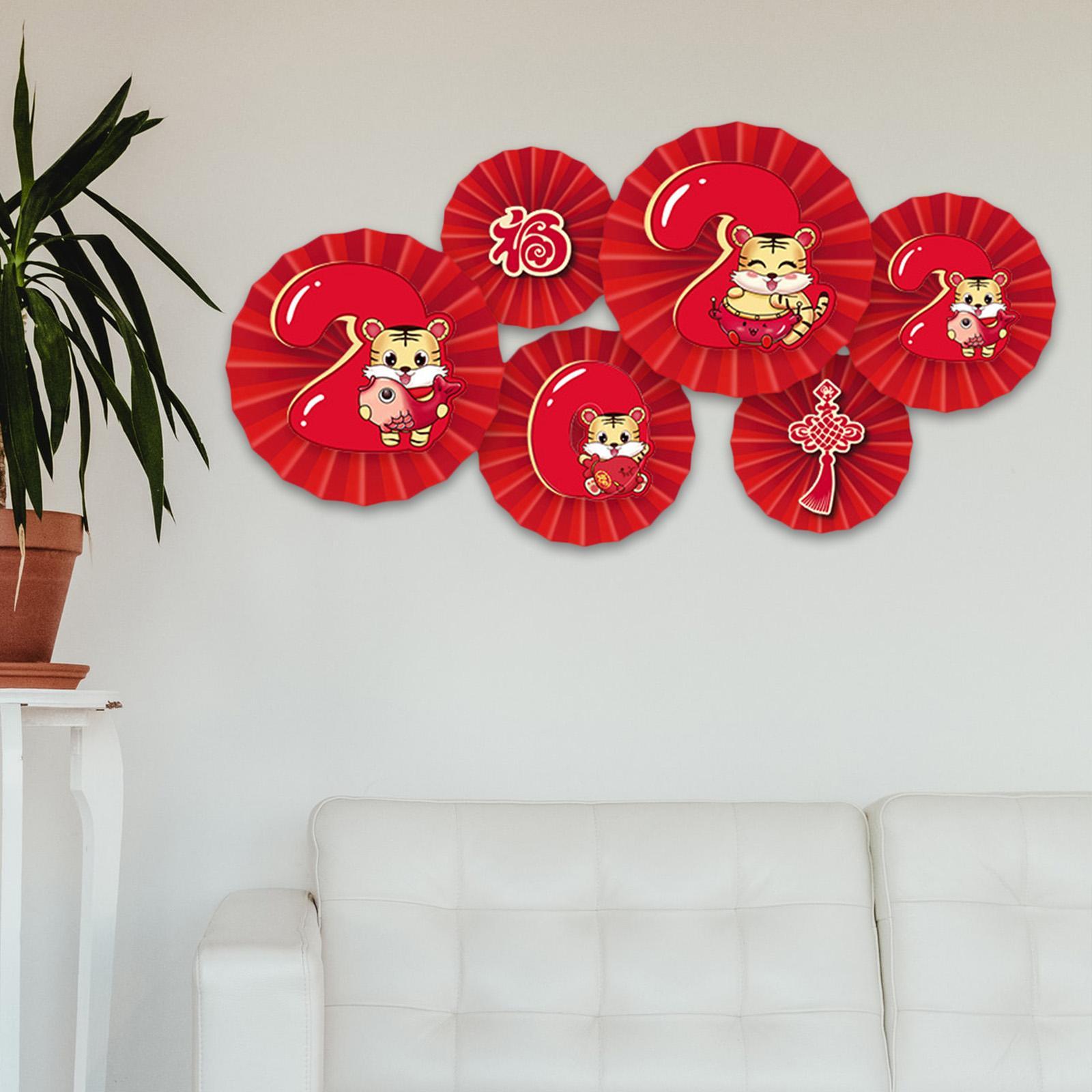 Set 12 chiếc Quạt Giấy Hoa Quạt Sáng Tạo Dán Tường Trang Trí Tết Nguyên Đán