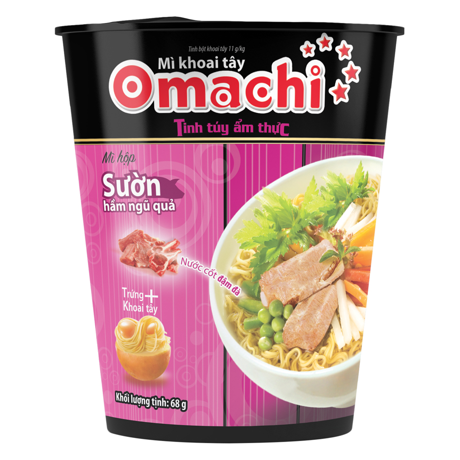 Thùng 24 Ly Mì Omachi Sườn Hầm Ngũ Quả (72g x 24)