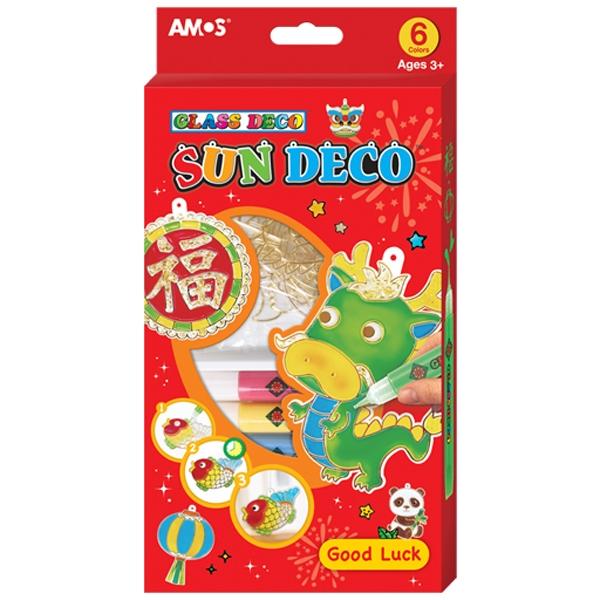 Hộp màu vẽ trang trí trên kính nhập khẩu Hàn Quốc AMOS Glass Deco GoodLuck SD10P6-GL - Chủ đề Chúc mừng Năm mới