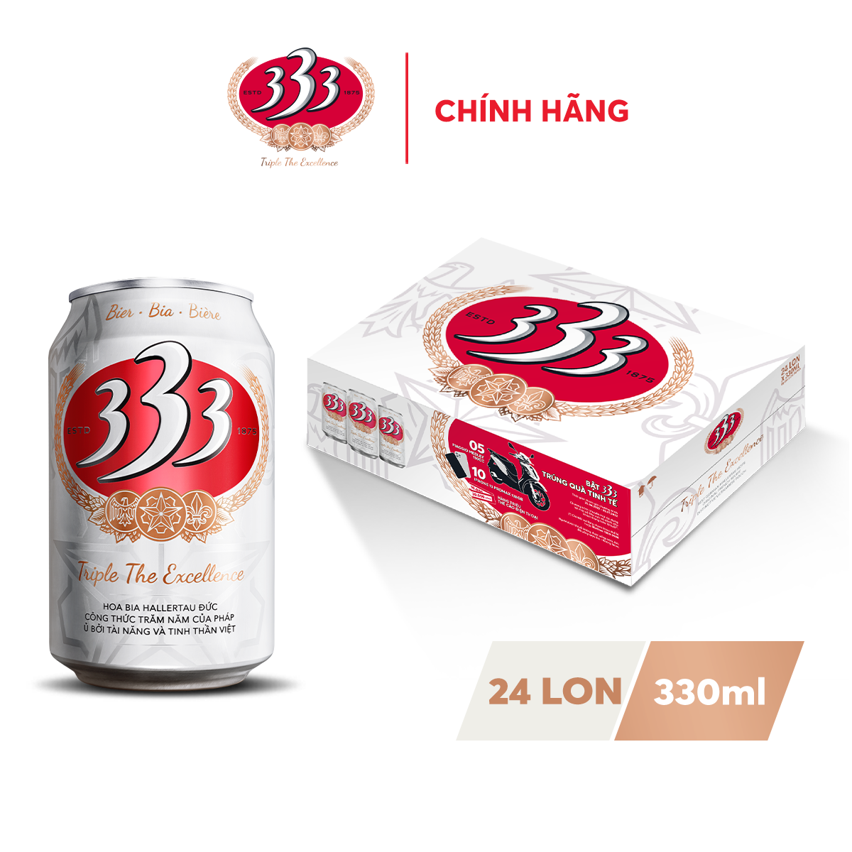 Thùng 24 Lon Bia 333 330ml